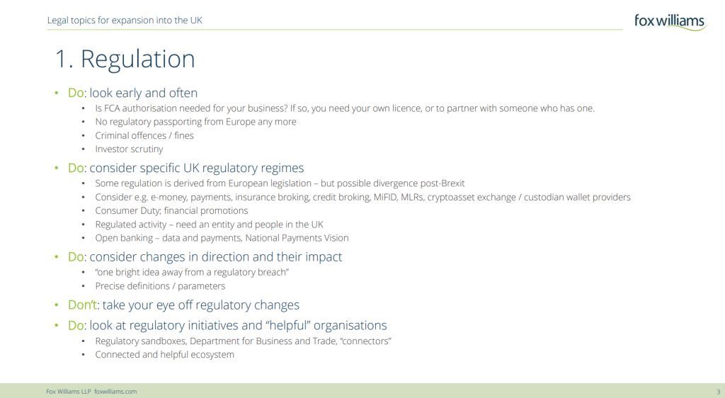 Expanding into the UK Market: Insights from Fox Williams