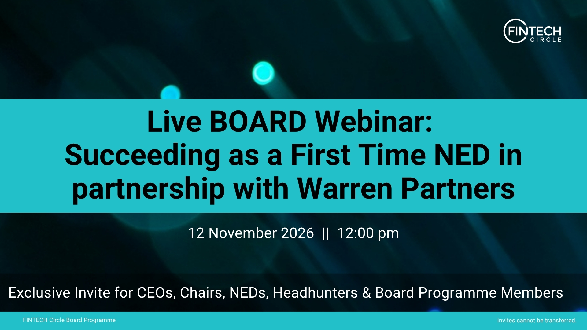 Live Board Webinar: Succeeding as a First Time NED in partnership with Warren Partners