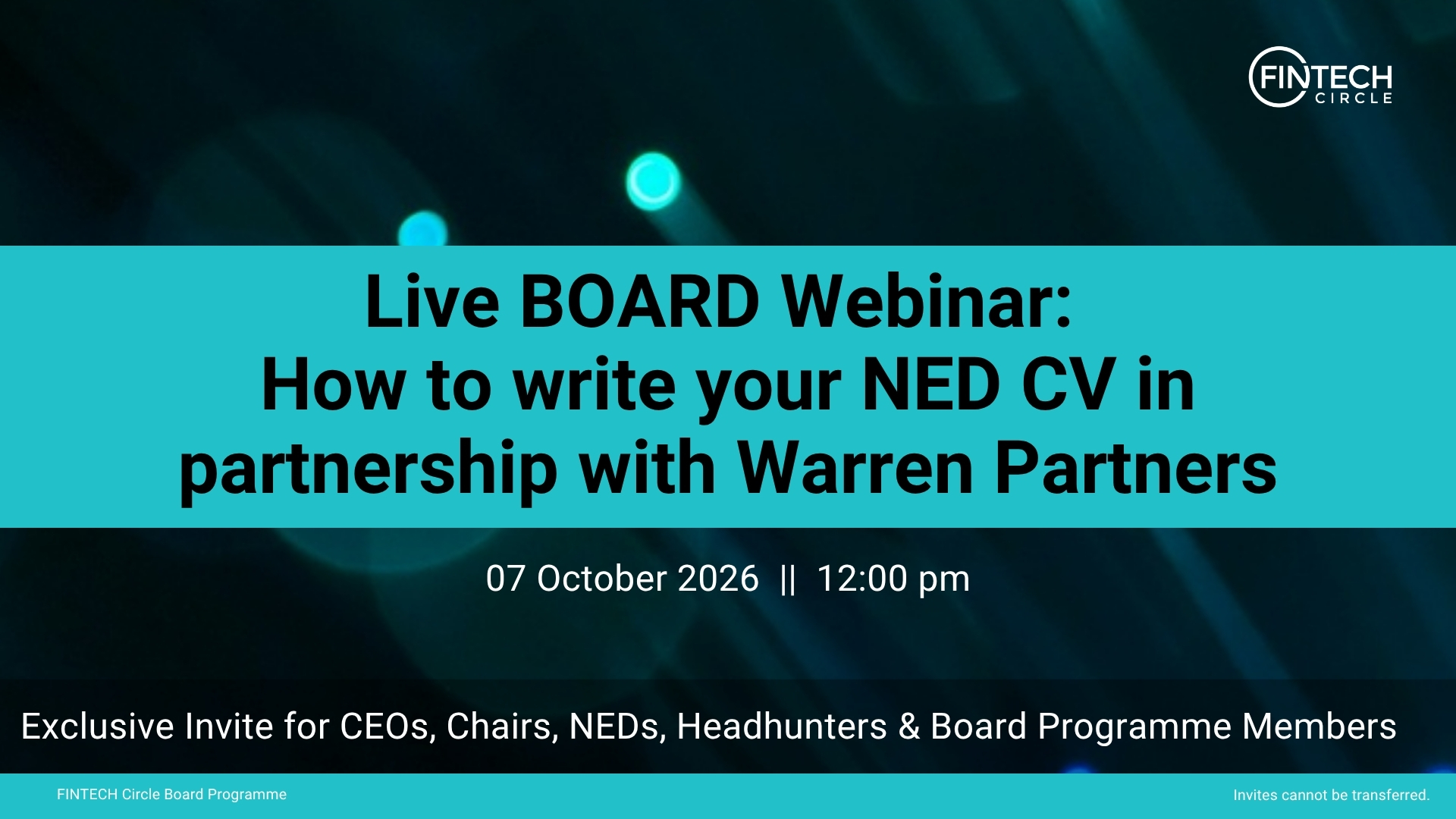 Live Board Webinar: How to write your NED CV in partnership with Warren Partners